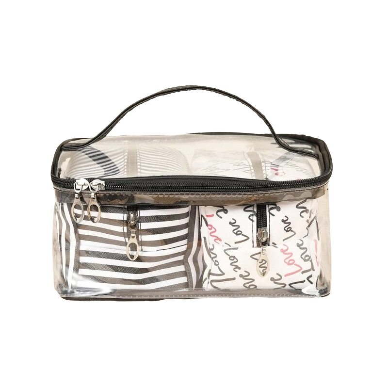 Portfard Cosmetic Black Stripes Black, 3 Piese - 1