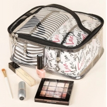 Portfard Cosmetic Black Stripes Black, 3 Piese - 1