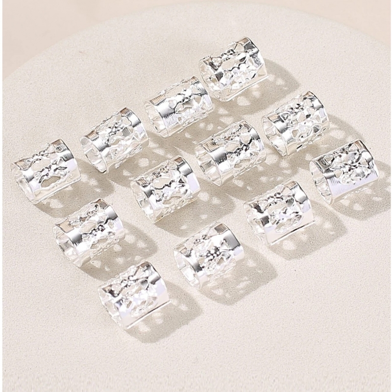 Set 50 Accesorii tip Inel pentru Codite Hollow,Box Braids, Argintii - 1