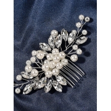 Accesoriu de Par Mireasa Stil Pieptene White Pearl - 1