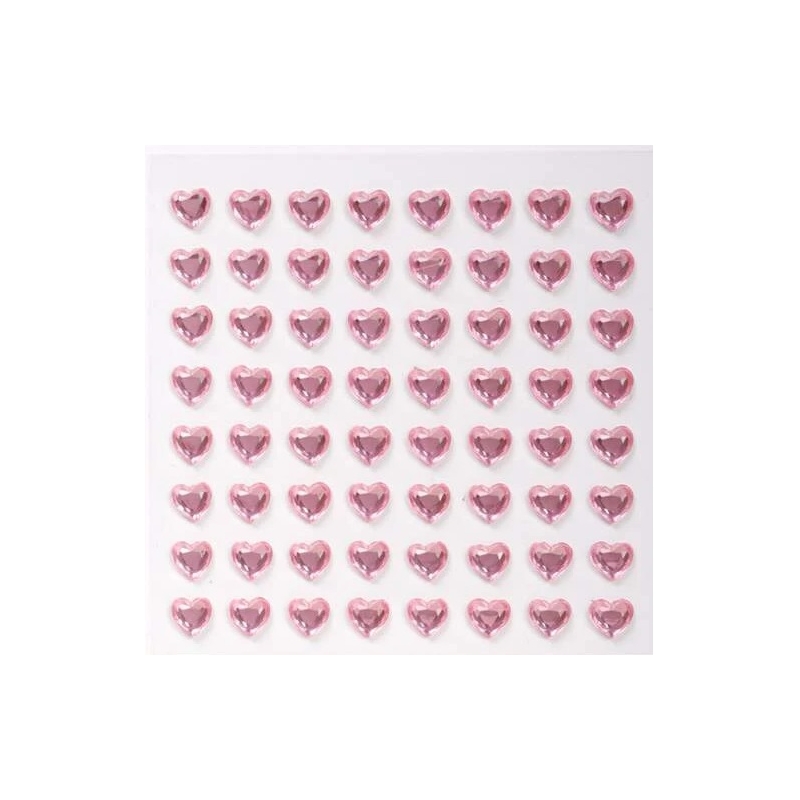 Strasuri Autoadezive Pink Heart pentru Par si Make-up - 1