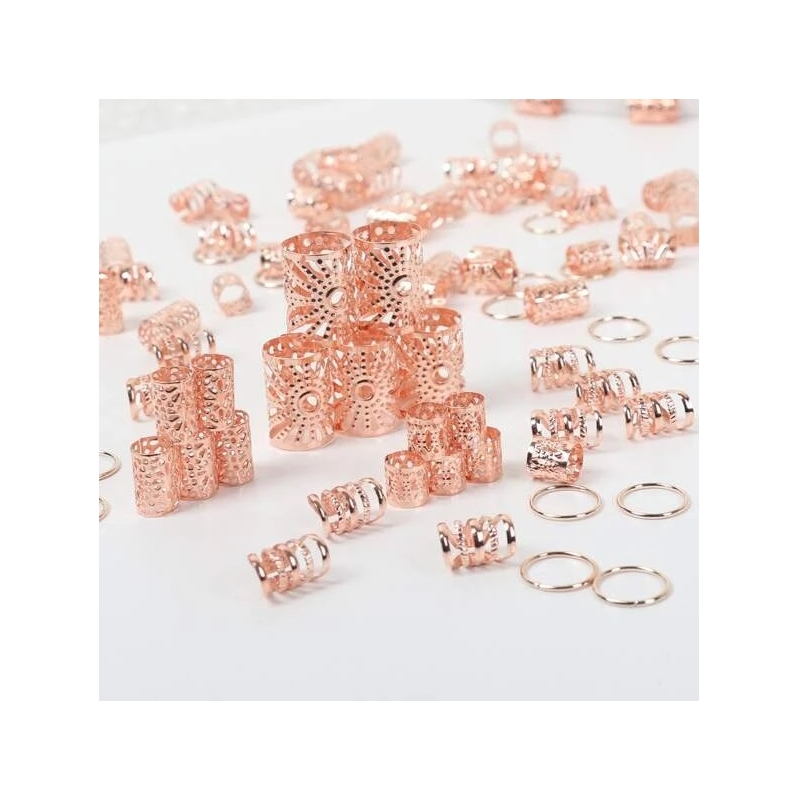 Accesorii pentru Codite Afro, Box Braids, Set 85 de Bucati Rose Gold - 1