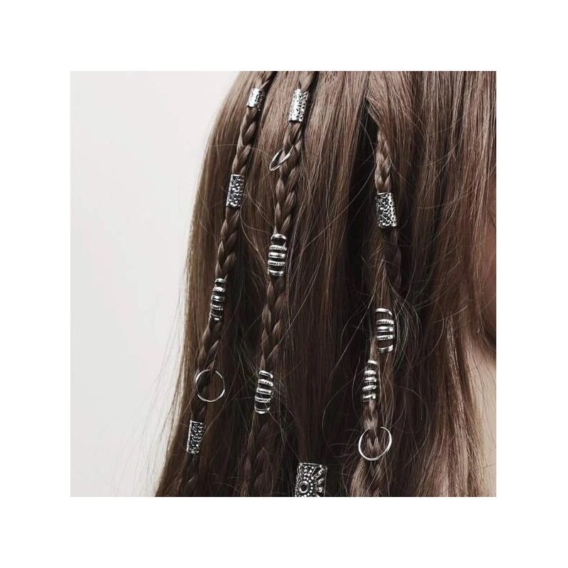 Accesorii Inel pentru Codite Afro, Box Braids, Set 85 Inele Argintii - 1