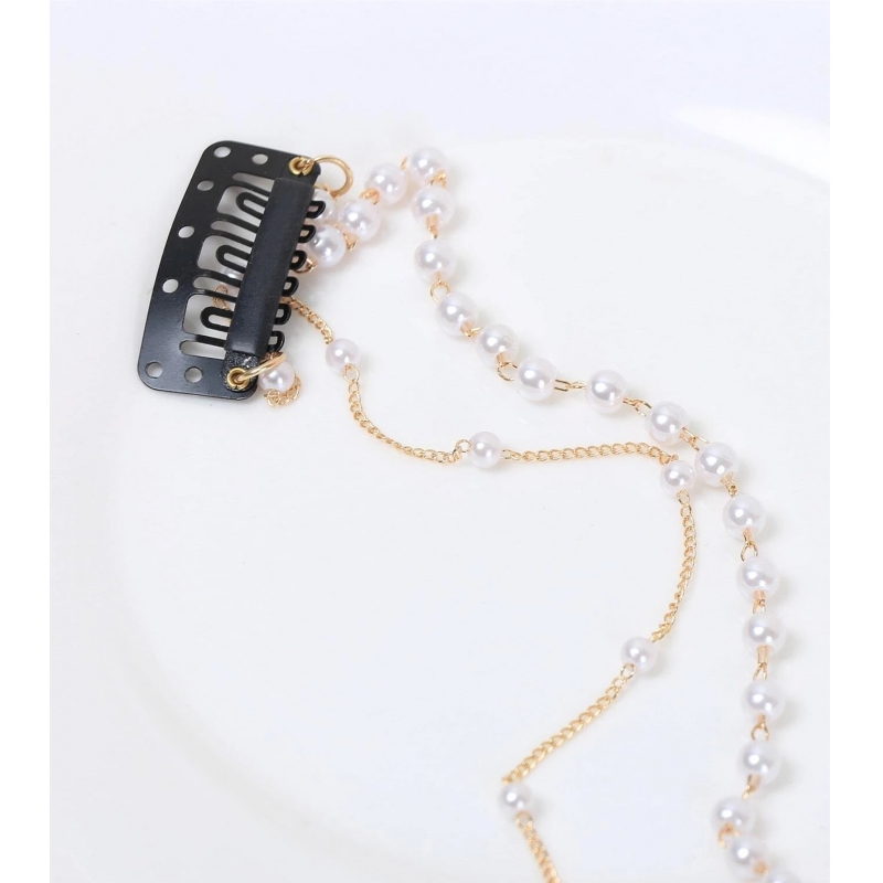 Accesoriu pentru Par cu Perle Gold Chain - 1