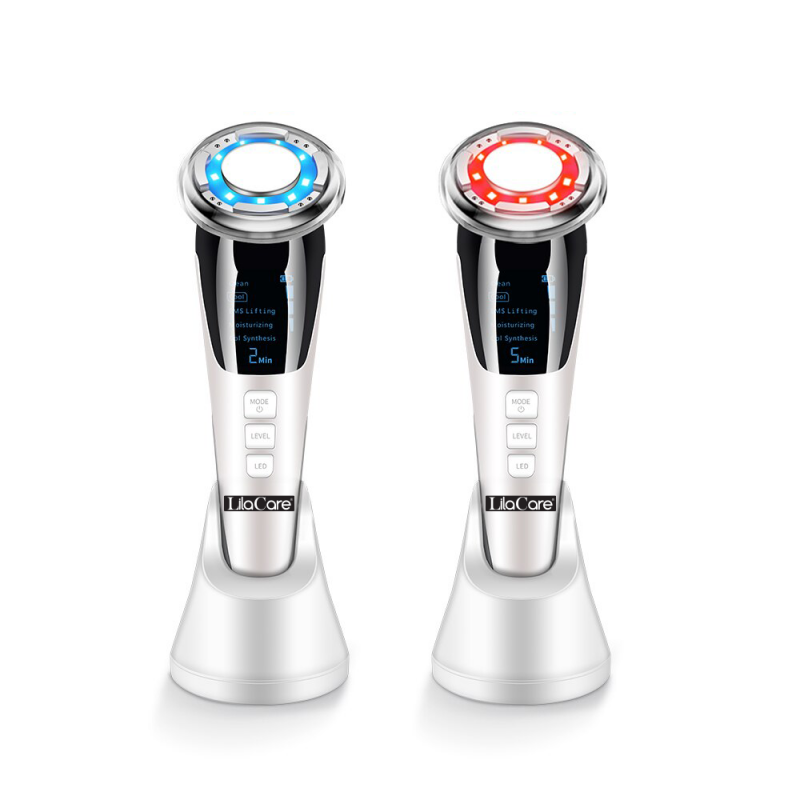 Aparat Facial Lila Care EMS Masaj Facial Cald si Rece Anti-Imbatranire, Anti-Rid Alb 103 Vibratie Sonica de 8000RPM Alb-Negru - 