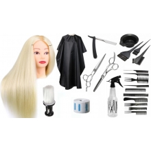 Set Start Cap Practica si Accesorii Ustensile Frizerie Coafor Foarfeca Tuns Filat Manta Brici - 1