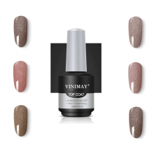 Top Coat Soak-Off cu Cristiale si Efect de Oglinda, Vinimay Disco, 15 ml - 1
