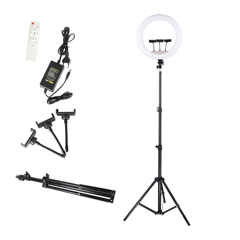 Lampa Circulara Foto LED 18 inch, Lumina Rece/Calda, Ring Light cu Trepied si Telecomanda - 1