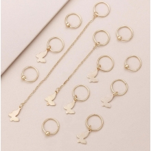 Accesorii pentru Codite Afro, Box Braids, Inele si Fluturi, Set 12 Bucati Gold - 1