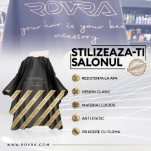 Pelerina Coafor/Frizerie - Negru/Gold ROVRA - 1