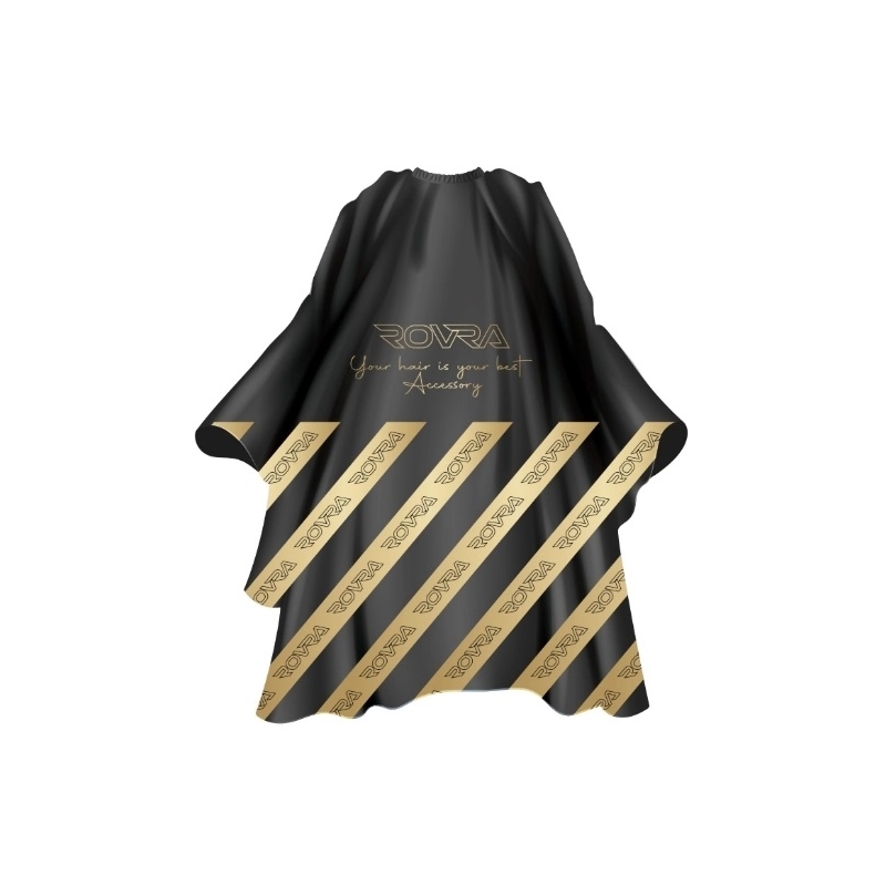 Pelerina Coafor/Frizerie - Negru/Gold ROVRA - 1