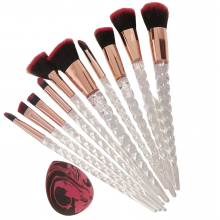 Pensule Make-up Red Fire cu Burete Fond de Ten Cadou, Set 10