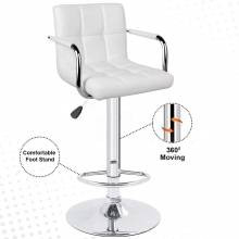 Scaun Make-up Melbourne Alb, Reglabil pe Inaltime, Piele Ecologica - Model Mare