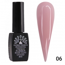 Base Coat Global Fashion French Rubber, 8 ml, Roz 06