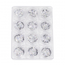 Decor Unghii, Paiete Silver Holografic, set 12 buc