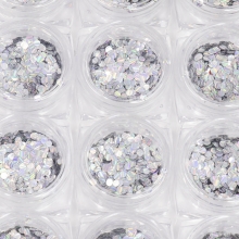 Decor Unghii, Paiete Silver Holografic, set 12 buc