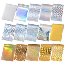Set 15 Folii Transfer Holographic Silver / Gold 4 X 10 cm