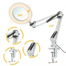 Lampa Cosmetica LED cu Lupă si Prindere de Masa, 24W