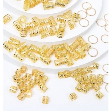 Accesorii pentru Codite Afro/Dread, Box Braids, Set 120 de Bucati Gold