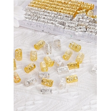 Accesorii pentru Codite Afro, Box Braids, Inele , Set 120 Bucati Gold si Silver