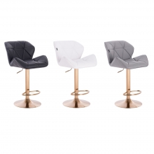Scaun Make-up Aura Chic cu Baza Aurie, Reglabil pe Inaltime, Piele Ecologica