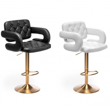 Scaun Coafor Classy cu Baza Aurie, Reglabil pe Inaltime, Piele Ecologica