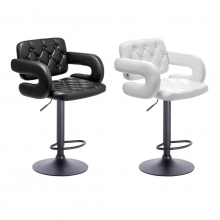 Scaun Coafor Classy cu Baza Neagra, Reglabil pe Inaltime, Piele Ecologica