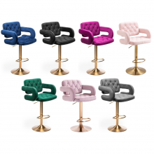 Scaun Make-up Royal Aura cu Baza Aurie, Reglabil pe Inaltime, Suport Picioare, Velur