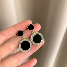 Cercei Rotunzi Black Rhinestone