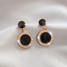 Cercei Rotunzi Black Rhinestone