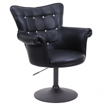 Scaun Coafor Crystal XXL cu Baza Neagra, Reglabil pe Inaltime