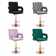 Scaun Make-up/Coafor Velvet Cu Baza Aurie, Suport Picioare, Inaltime Reglabila