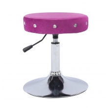 Scaun Taburet Safir Crystal din Velur, Reglabil pe Inaltime