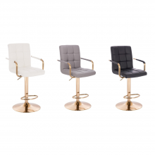 Scaun Make-Up Leopold cu Baza Aurie, Reglabil pe Inaltime, Piele Ecologica