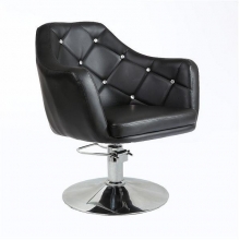 Scaun Coafor Crystal Black, Piele Ecologica, Inaltime Reglabila