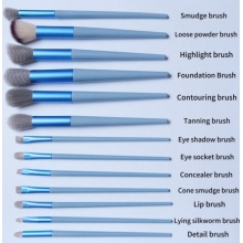 Pensule Machiaj Profesionale Bleu cu Husa, Set 13