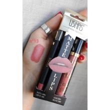 Ruj Lichid Mat + Creion de Contur Ushas - Nuanta Deep Nude