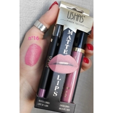 Ruj Lichid Mat + Creion de Contur Ushas, Nuanta Wine Red