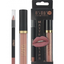 Ruj Lichid Mat + Creion de Contur Ushas, Nuanta Pretty Pink