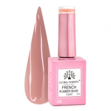 Rubber Base Coat French, Global Fashion, 15 ml, 08 Roz