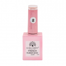 Rubber Base Coat French, Global Fashion, 15 ml, 08 Roz