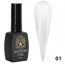 Gel Constructie Unghii cu Sclipici Magic Extension 12 ml, Alb G01